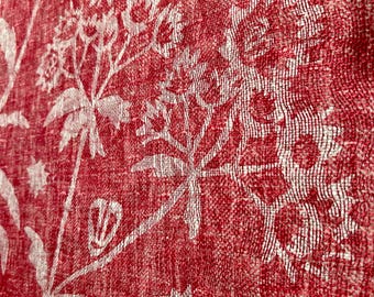 Fermoie botanical Astrea red linen fabric