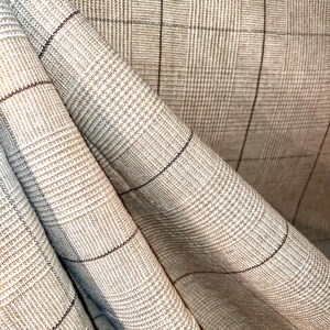 De La Cuona Prince of Wales tan plaid fabric remnant 1.6 YDS Bild 5