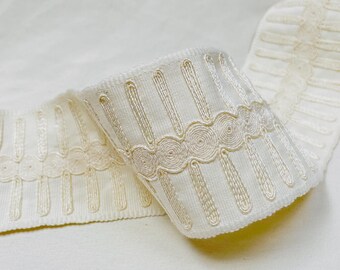 Schumacher Castile Ivory Cotton Couture Trim | Embroidered Tape (3" Wide, 3 Yards)
