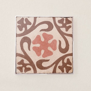 Barcelona Tile Trivets: Pink Flower With Grey