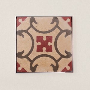 Barcelona Tile Trivets: Red Jigsaw With Grey