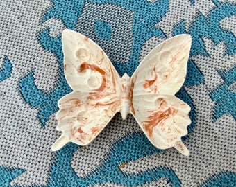 bague papillon vintage en céramique d'argile Tennessee signée