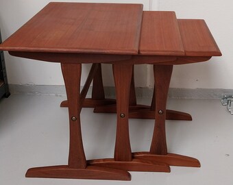 Kai Kristiansen nesting tables, side tables from denmark, teakwood, danish design