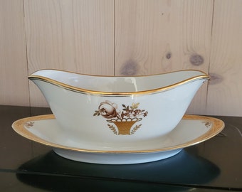 Plat à sauce Royal Copenhagen Golden Basket, 595-9344, design danois, vintage