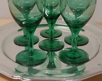 Zeer zeldzaam Holmegaard wit wijnglas in groen vintage glazen set van 12 glazen antiek glas in groen