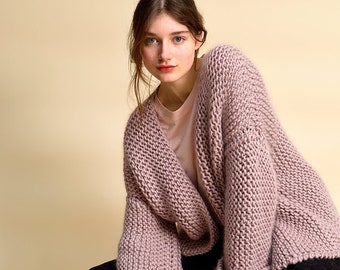 Beginner Knit Kit - WOW cardigan - 100% merino yarn