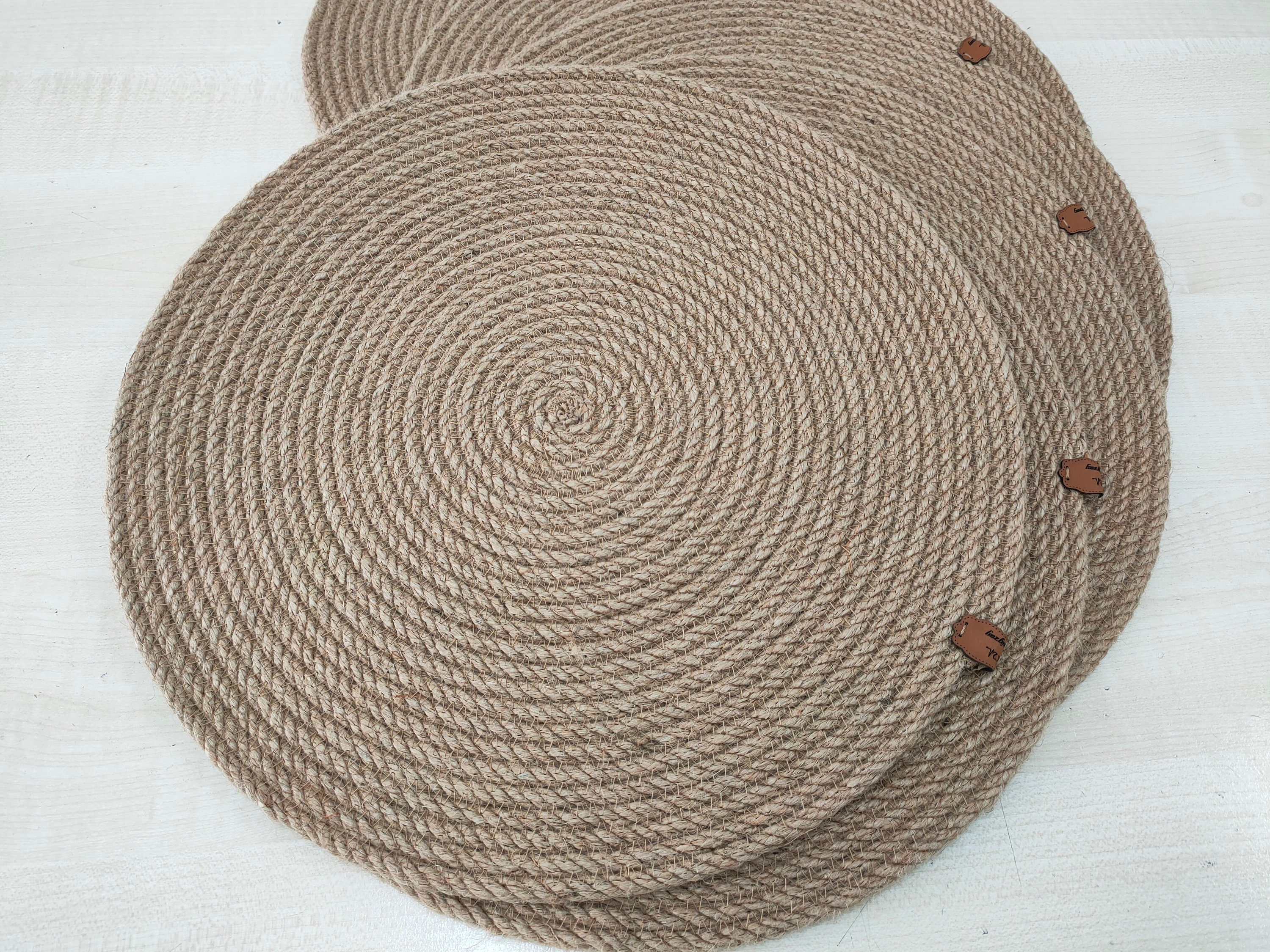 Jute Round Placemats Set, Placemats Set of 2, 4, 6, Natural Placemats