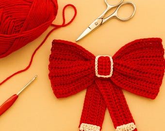 Haakpatroon kerststrik | Eenvoudig kerstornament, pdf en videotutorial