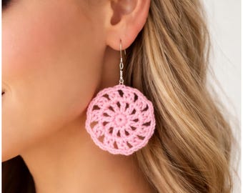 Crochet Round Earring Pattern PDF + Video Tutorial , DIY Boho Earrings , Handmade Accessory , Instant Download