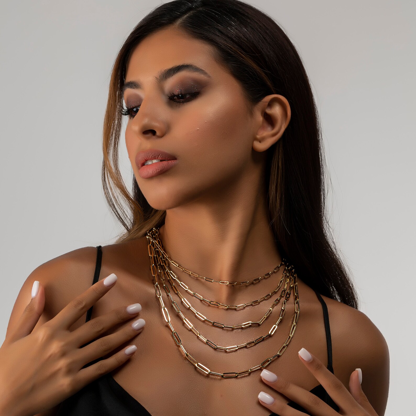 14K Solid Gold Paperclip Necklace / Paperclip Chain Necklace / Etsy