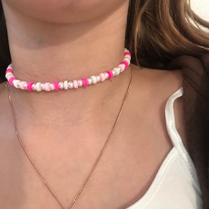 Clay bead  Pearl necklace