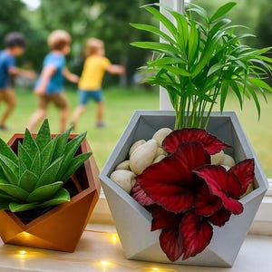 Geometric Desk Planter or Container Pot Blumentopf Stylisch und Modern - Schönes Raumklima Gemütlich Einzigartig Schreibtisch Kakteen