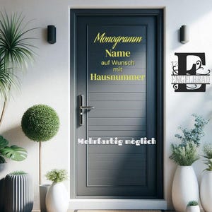 Nombre Monograma Placa de identificación personalizada Letra Número de casa Número de casa con nombre Resistente a la intemperie Moderno Atemporal NUEVO Letrero de puerta con número de casa