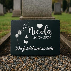 Gedenktafel für Menschen Hund Katze Haustier Schiefer Grabstein Grabplatte Schiefertafel personalisiert Grabstein versch. Größen Herz - A76