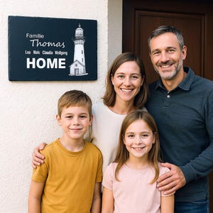 Personalized - Slate board Welcome Family Slate door sign Front door sign with lighthouse Doorbell sign Individual Entrance area