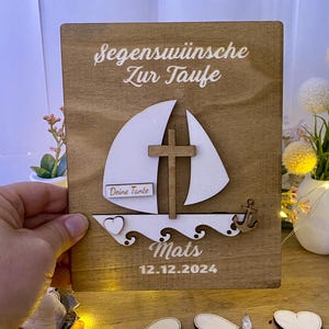 Communie Bevestiging Doop Geboortecadeau Geldcadeau Hout, Boot, Cadeau Liefde, Hoop Duurzaam hout, onbehandeld