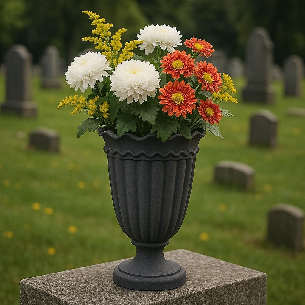 Elegante Grabvase Wetterfeste Friedhofsvase mit Sockel Edle Grab Dekoration frische und künstliche Blumen Für liebevolle Grabdekoration GR01