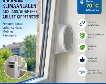 Universal Klimaanlagen Adapter Kippfenster Dachfenster Abluft Ablufttrockner – Für 120mm & 150mm Schlauch - Perfekte Passform - BU34