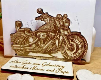 Carte cadeau personnalisée pour motard chopper - Signature avec nom, bon d'achat, chèque-cadeau, style vintage/rétro 18, 20, 30 - A51