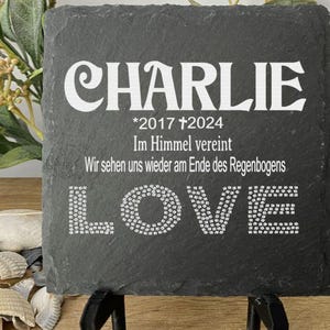Hund  Individueller Text Gedenkstein Erinnerung Gedenktafel, Grabstein Memorial Schiefer Schieferplatte Erinnerung Dog 10x10 oder 20x20cm