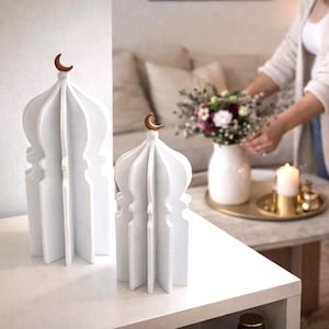 Minarete de mezquita de Ramadán en dos tonos, decoración islámica de resina/PLA, regalo para el Eid - Oriental - KA7