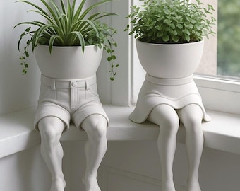 Hanging Legs Planter | Flower Pot Woman Skirt Man Trousers | Windowsill Decor | Cabinet Seater | Office Decor Home Decor - BL1
