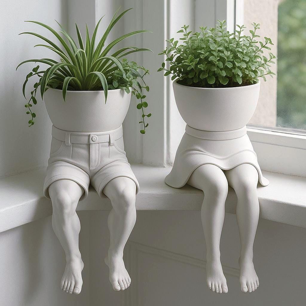 Kadax - Vaso da fiori in plastica - Forma ovale - 21 x 12 cm - Design