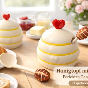 Honigtopf aus PLA – Lustige Marmeladendose mit Herz | Nachhaltige Frühstücksdeko | Geschenkidee Küche | Bunt & Fröhlich - Geschenk HO3