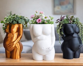 Planter Schwangere Frau Übertopf aus Harz / PLA | Geschenk Hebamme & Doula | Schwangerschaft Geschenk | Mama sein | Weiblicher Körper TL3