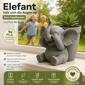 Funny Baby Elephant - Covering His Eyes - Flower Pot Planter Elephant Potted Plant Gift Houseplants Decoration Christmas - BB5