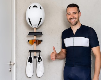Fahrrad Organizer Ständer – 3D-gedruckte Wandhalterung für Helm, Sonnenbrille, Fahrradcomputer & Schuhe – Geschenk für Radfahrer - FA2