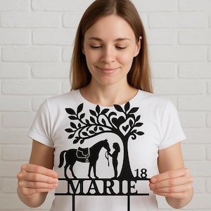 Topper Birthday Cake Topper Cowgirl Horse Tree Cake Decoration Cowgirl - Wild Horse and Girl Cake Decoration Horseshoe Cake Decoration - Horse Love