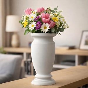 Massive Beautiful Grave Vase – Modern, Simple, Elegant Resin Vase, Dignified Cemetery & Grave Decoration – For Fresh and Artificial Flowers GR11