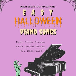 Canciones de piano fáciles de imprimir para Halloween, con nombres de letras para principiantes