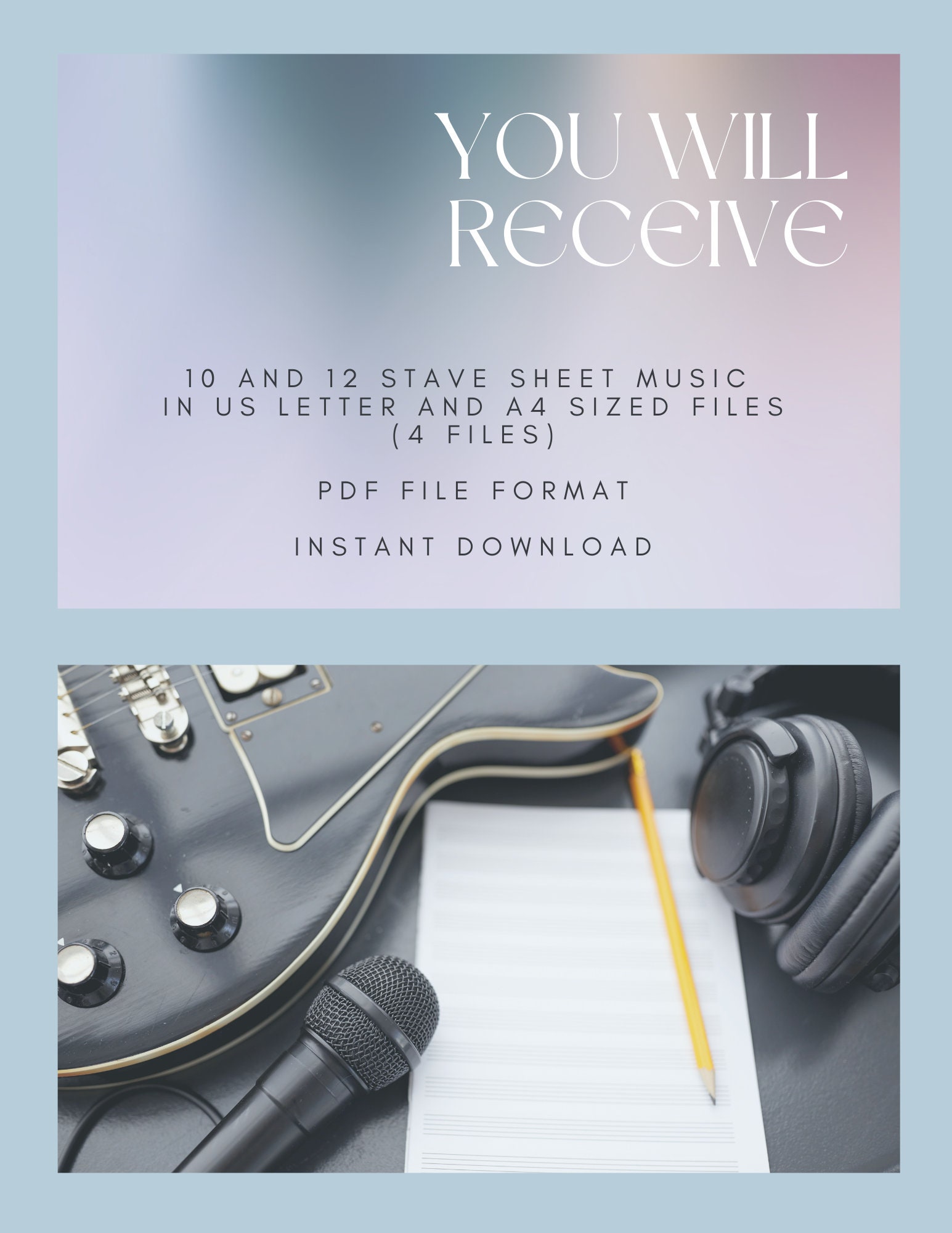 4 Files. Printable Sheet Music for Letter/a4. Piano Staff Paper. Blank ...