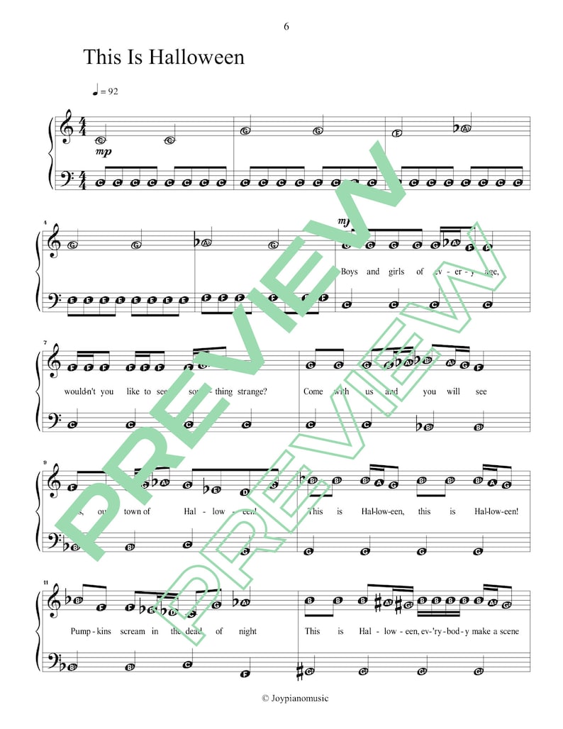 Printable Easy Halloween Piano Songs With Letter Names for Beginners Etsy