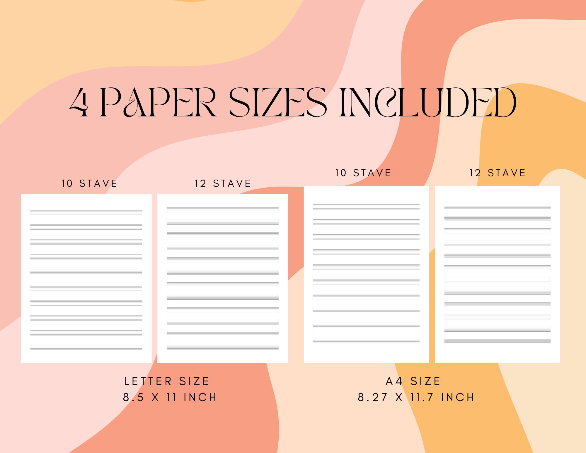 4 Files. Printable Sheet Music for Letter/a4. Piano Staff Paper. Blank ...
