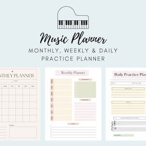 Letter & A4 Size Printable Music Journal for Musicians |Music Assignment Lesson Planner |Monthly, Weekly, and Daily Piano Practice Planner