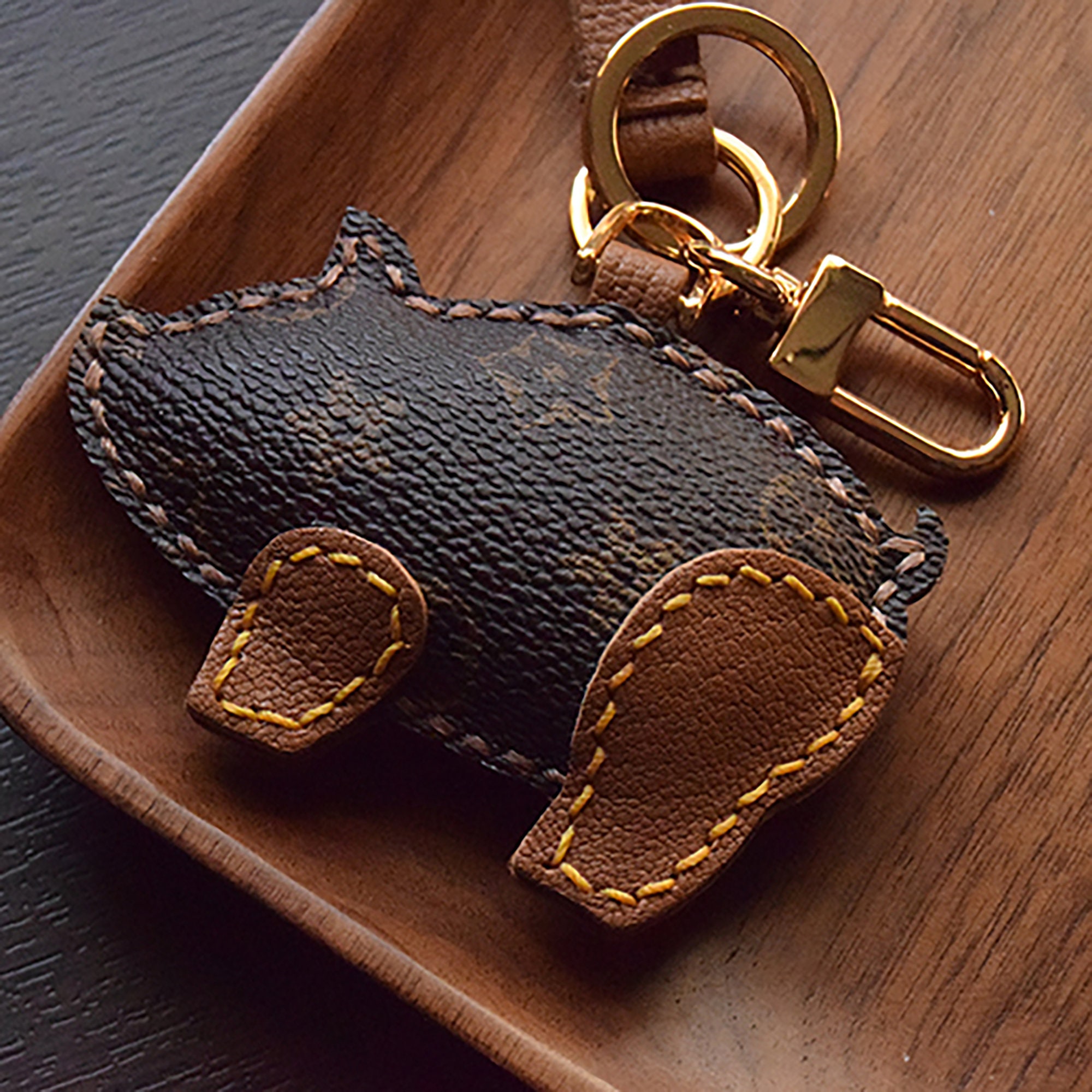 Louis Vuitton Pig Bag Charm and Key Holder Monogram Brown/Red in