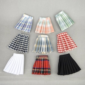 12&#39;&#39; Doll Tartan Print Skirt - 11-13&#39;&#39; BJD Doll Plaid Pleated Skirts - Handmade Doll Clothes - Hand Crafted Doll Outfit