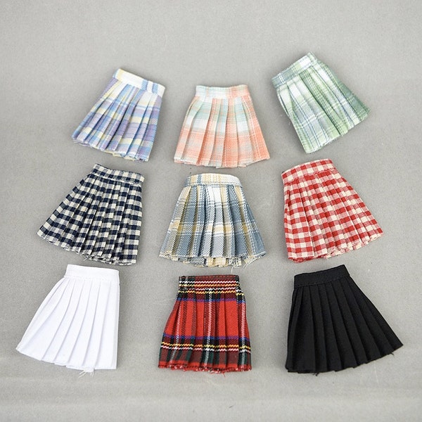 Jupe imprimée tartan pour poupée 12 pouces - jupes plissées à carreaux pour poupée BJD 11-13 pouces - vêtements de poupée faits main - tenue de poupée fabriquée à la main