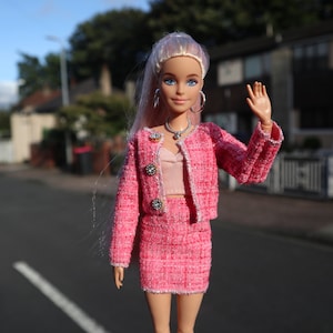 Outfits for 12'' Dolls - Pink Suit+Pink Boots - Pink Blazer+Pink Skirt - Handmade Clothes for 30cm Dolls