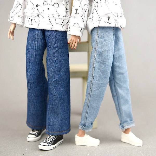 Full Outfits - 12'' Doll T-shirt & Jeans - Handmade Doll Clothes - 11-13'' BJD Doll Pants