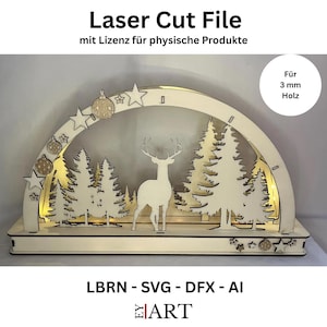 Laserskuren fil ljusbåge hjort 3 mm träbåge av ljus
