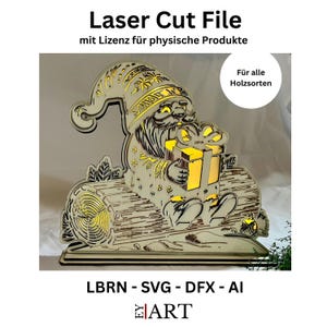 Lasergesneden bestand: kerstdecoratie met een kabouter