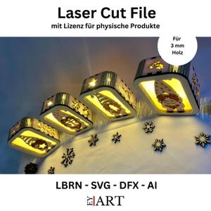 Laserskuren fil 4 Shadowbox Set 3 mm liten lampa
