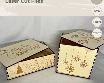 Laser Cut Christmas Box SVG | Christmas Box SVG | Laser Cut Box | Christmas Eve Box | LightBurn | Glowforge | Commercial License