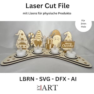 Laser Cut File Adventskerzen 29cm breit 3mm Holz Adventskranz
