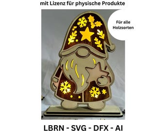 Christmas Gnome Lantern SVG, Lighted Winter Gnome Decoration, Scandinavian Christmas Decor, Laser Cut File, Commercial License Included