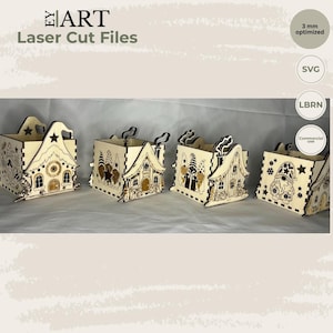Laser cut file Wichtelhaus Teelicht Weihnachtsdeko Holz Layer Design 3mm Holz